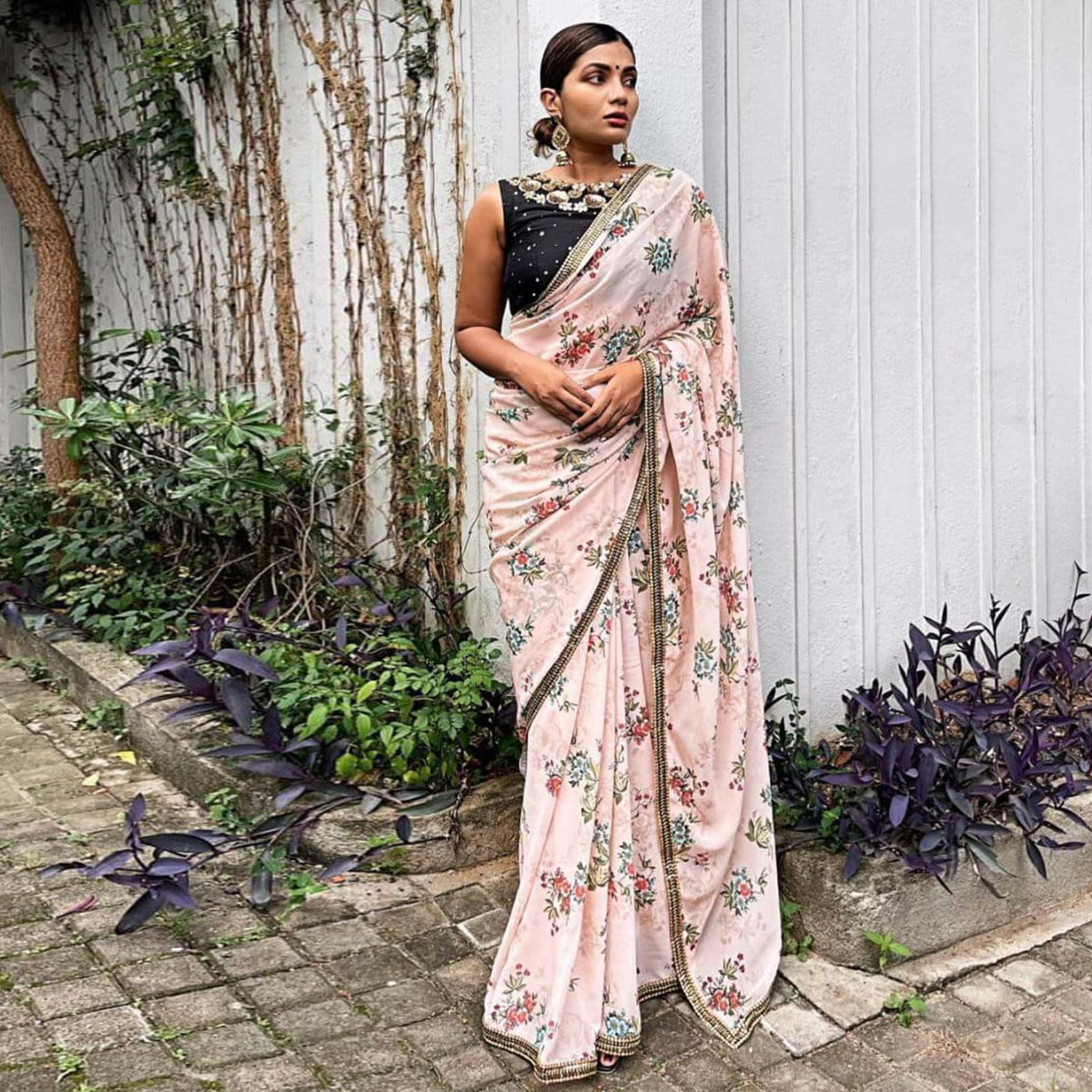 Floral party wear sarees hotsell