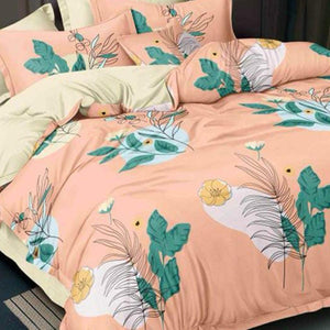 Peach Poly Cotton Double Bedsheet with Pillow Cover - Peachmode