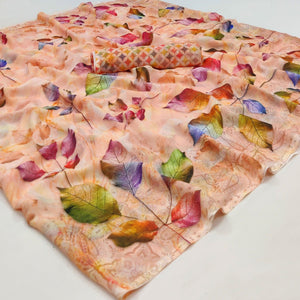 Peach Printed Georgette Saree - Peachmode