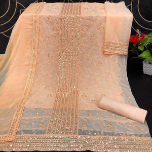 Peach Sequence Embroidered Georgette Suit - Peachmode