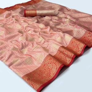 Peach Woven Art Silk Saree - Peachmode