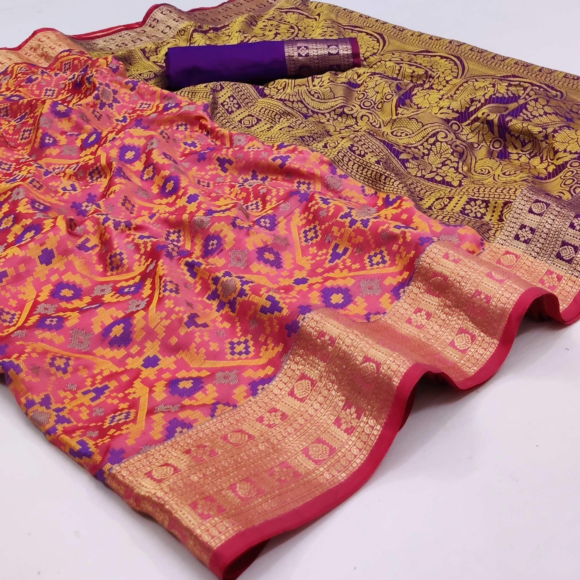 Peach Woven Art Silk Saree - Peachmode
