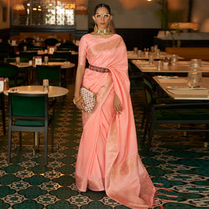 Peach Woven Art Silk Saree - Peachmode