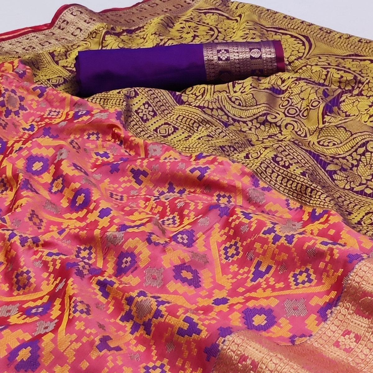 Peach Woven Art Silk Saree - Peachmode