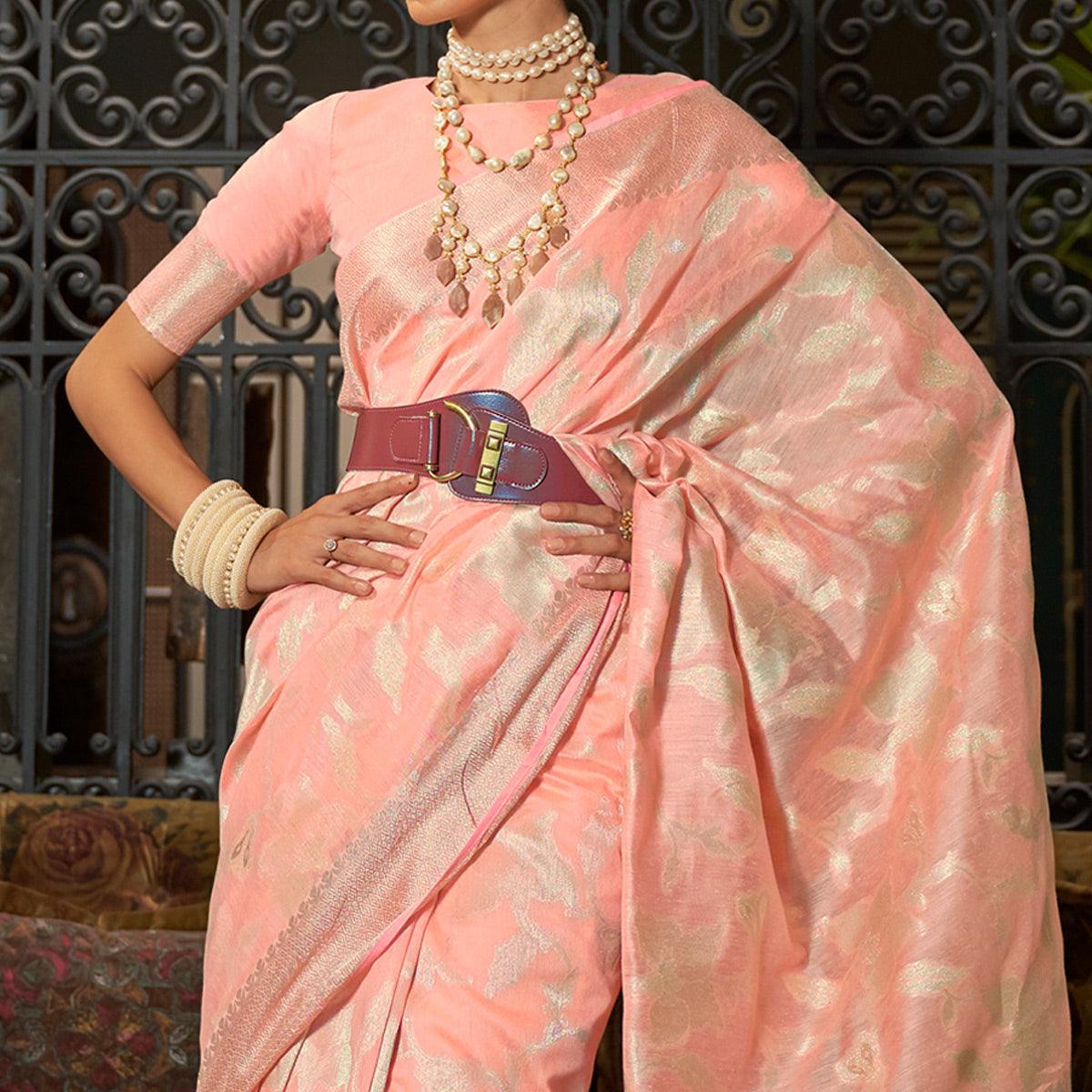 Peach Woven Art Silk Saree - Peachmode