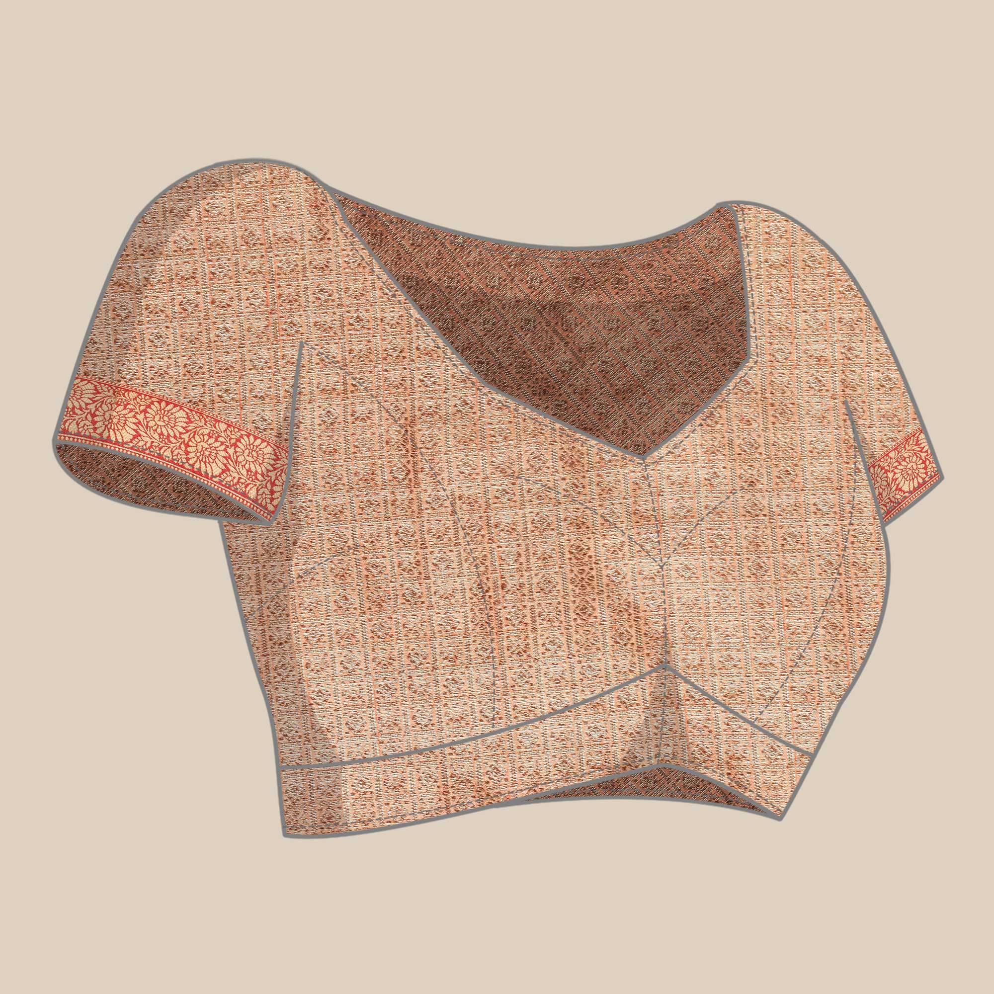 Peach Woven Cotton Silk Saree With Tassels - Peachmode