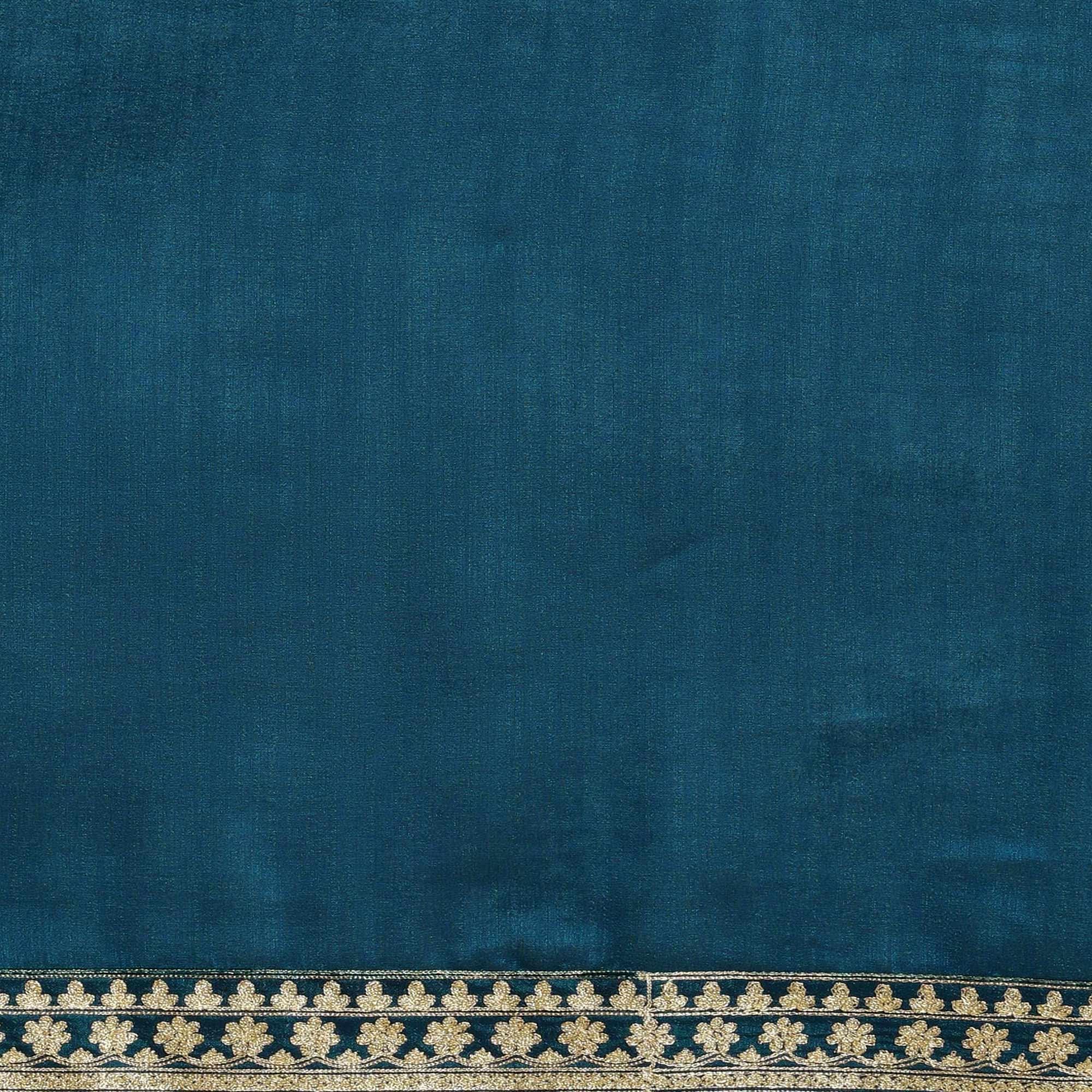 Peacock Blue Festive Wear Woven Silk Saree - Peachmode