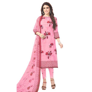 Pink Casual Wear Floral Printed Leon Patiala Dress Material - Peachmode