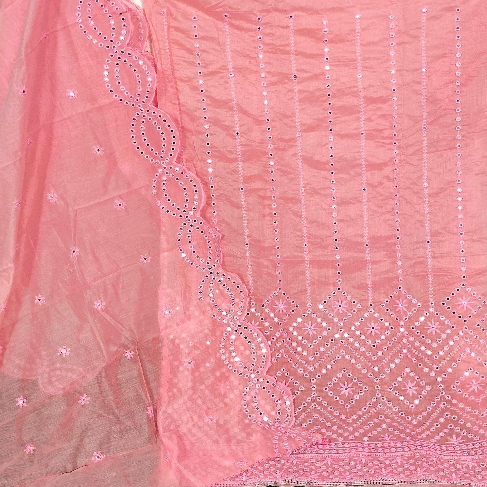 Two Piece Set Linen Fabric Mirror Work For Women Pakistani Dress (M, Dark  Brown) - Walmart.com