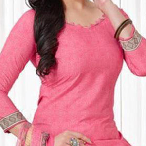 Pink Casual Wear Printed Leon Patiala Dress Material - Peachmode