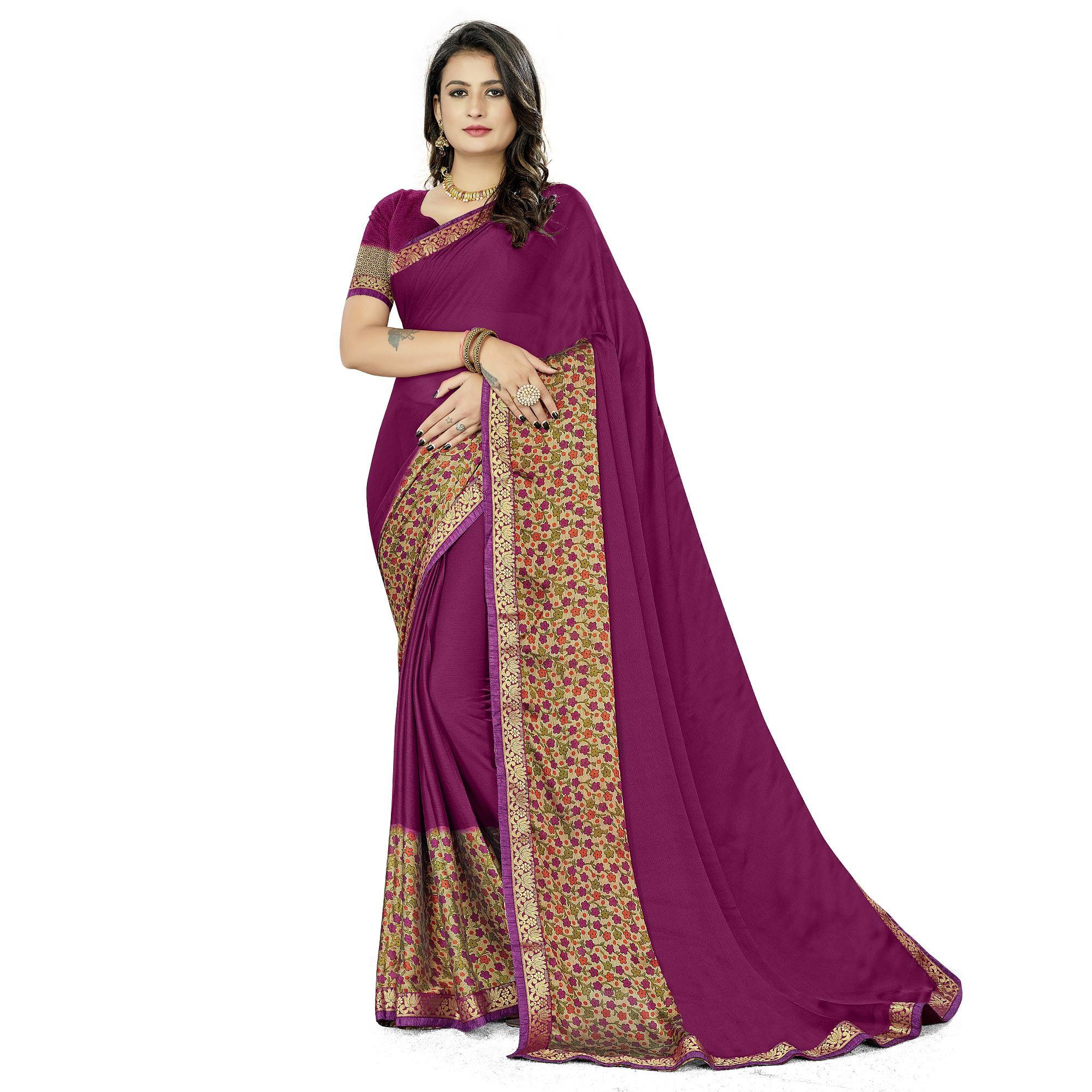 Pink Casual Wear Printed Rangoli Silk Saree - Peachmode
