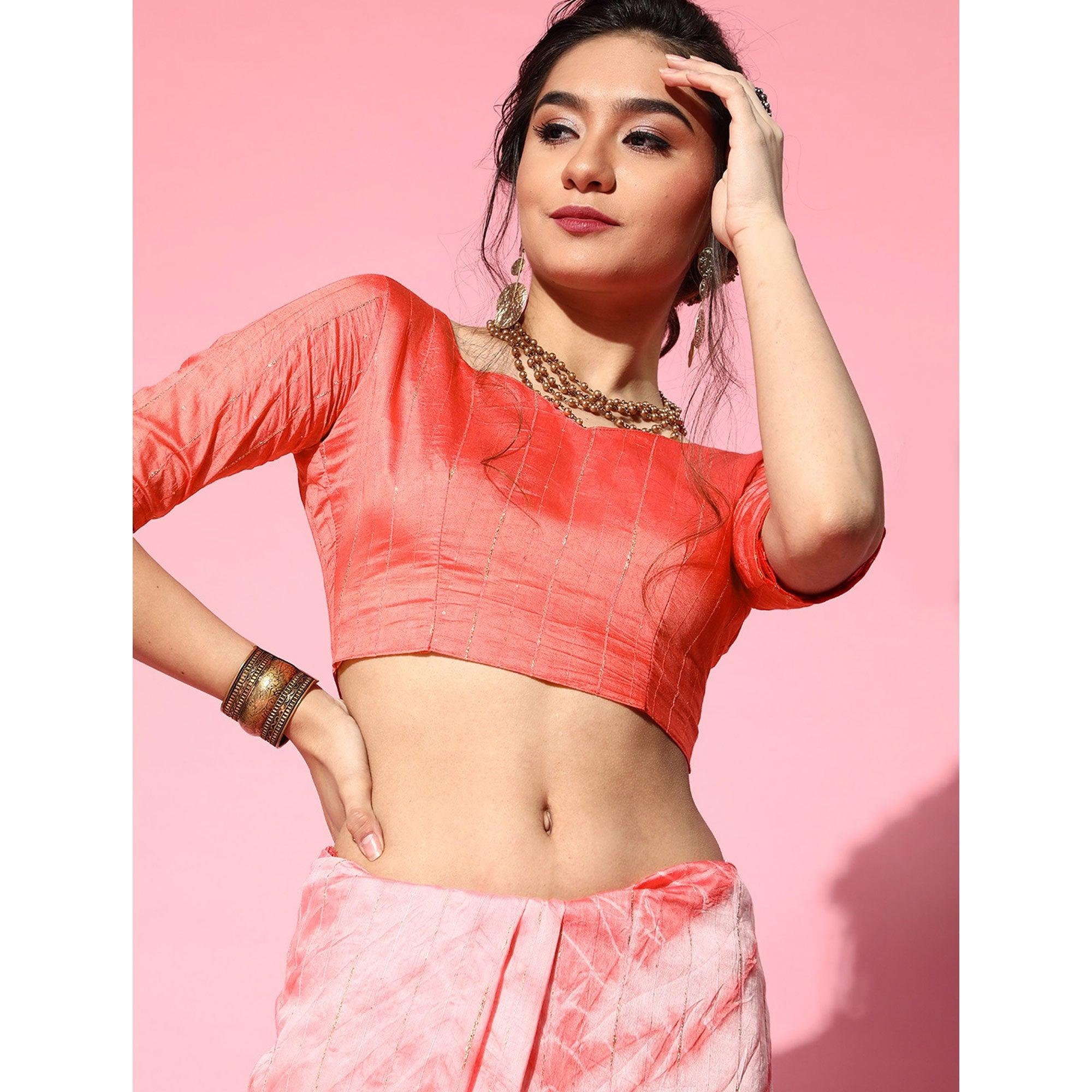 Pink Casual Wear Sequence Work Pure Cotton Silk Saree - Peachmode