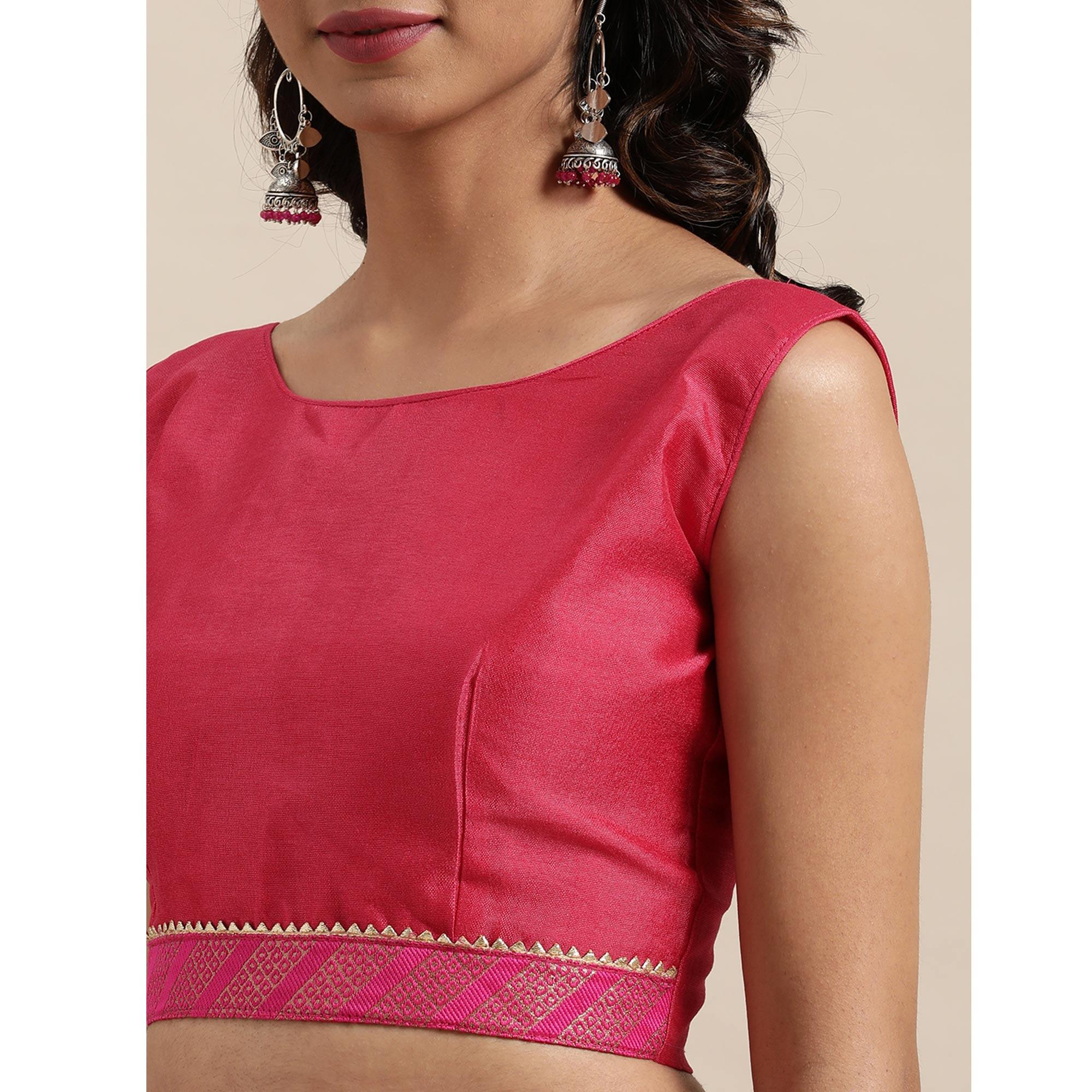 Pink Casual Wear  Stripes Printed Georgette Saree - Peachmode