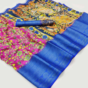 Pink Digital Printed Khaadi Saree - Peachmode