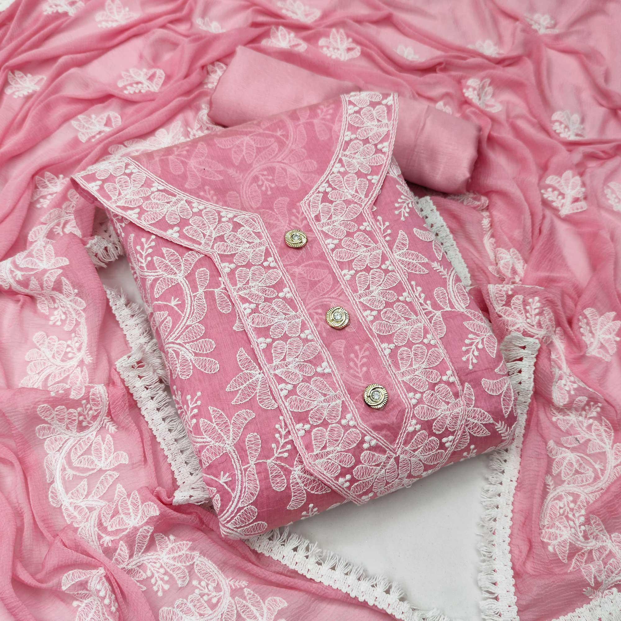 Pink Dress Material Pack Of 2 - Peachmode