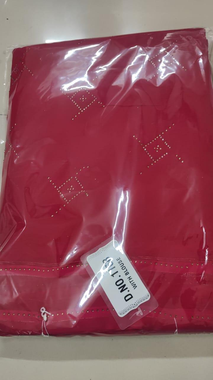 Pink Embellished Georgette Saree - Peachmode