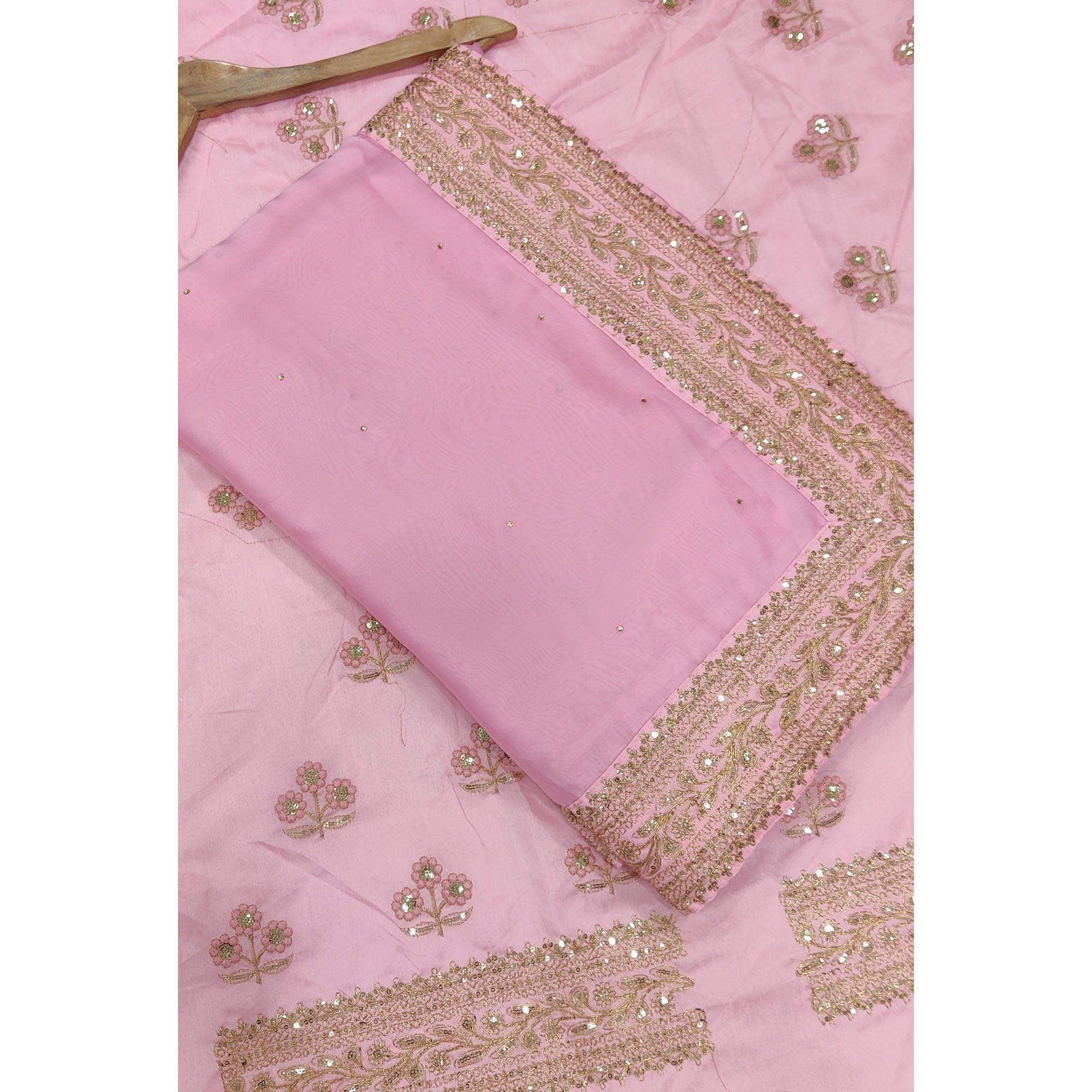 Pink Embroidered Art Silk Saree