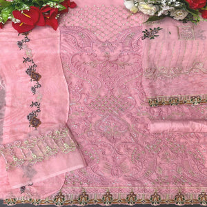 Pink Embroidered Georgette Pakistani Suit - Peachmode