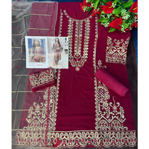 Pink Embroidered Georgette Pakistani Suit - Peachmode