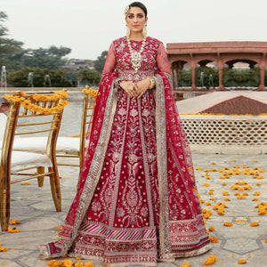Pink Embroidered Netted Pakistani Suit - Peachmode