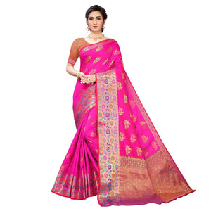 Pink Festive Wear Jari Woven Heavy Silk Saree - Peachmode