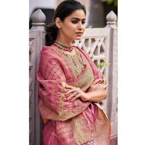 Pink Festive Wear Sequence Digital Work Silk Saree - Peachmode