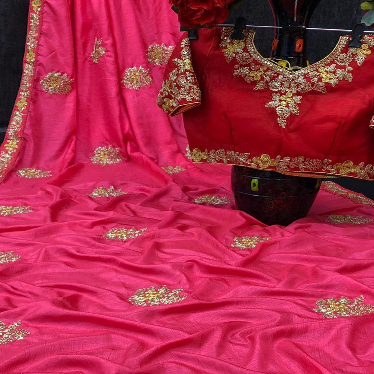 Pink Festive Wear Sequence Work Silk Saree - Peachmode