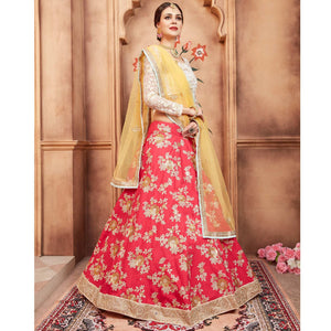 Pink Festive Wear Thread Sequence Zari Work Tafetta Silk Lehenga Choli - Peachmode