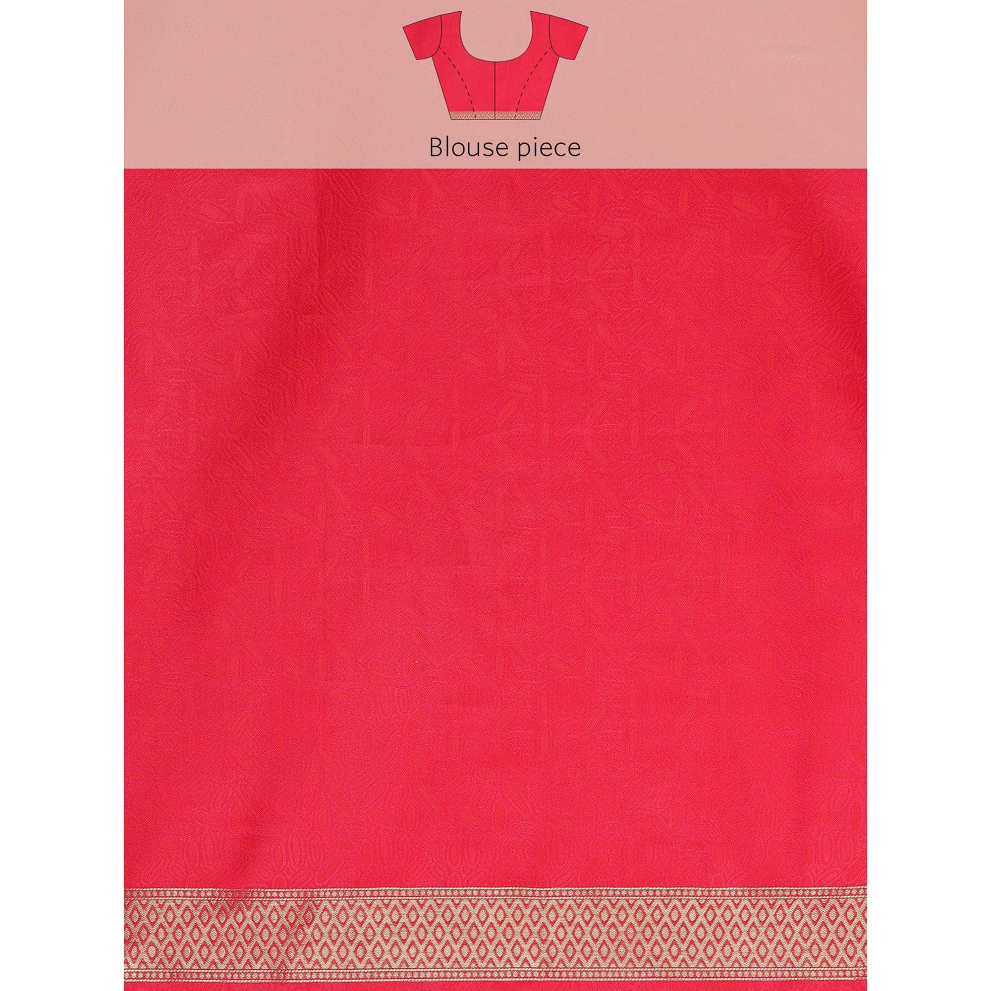 Pink Festive Wear Weaving Banarasi Silk Saree - Peachmode