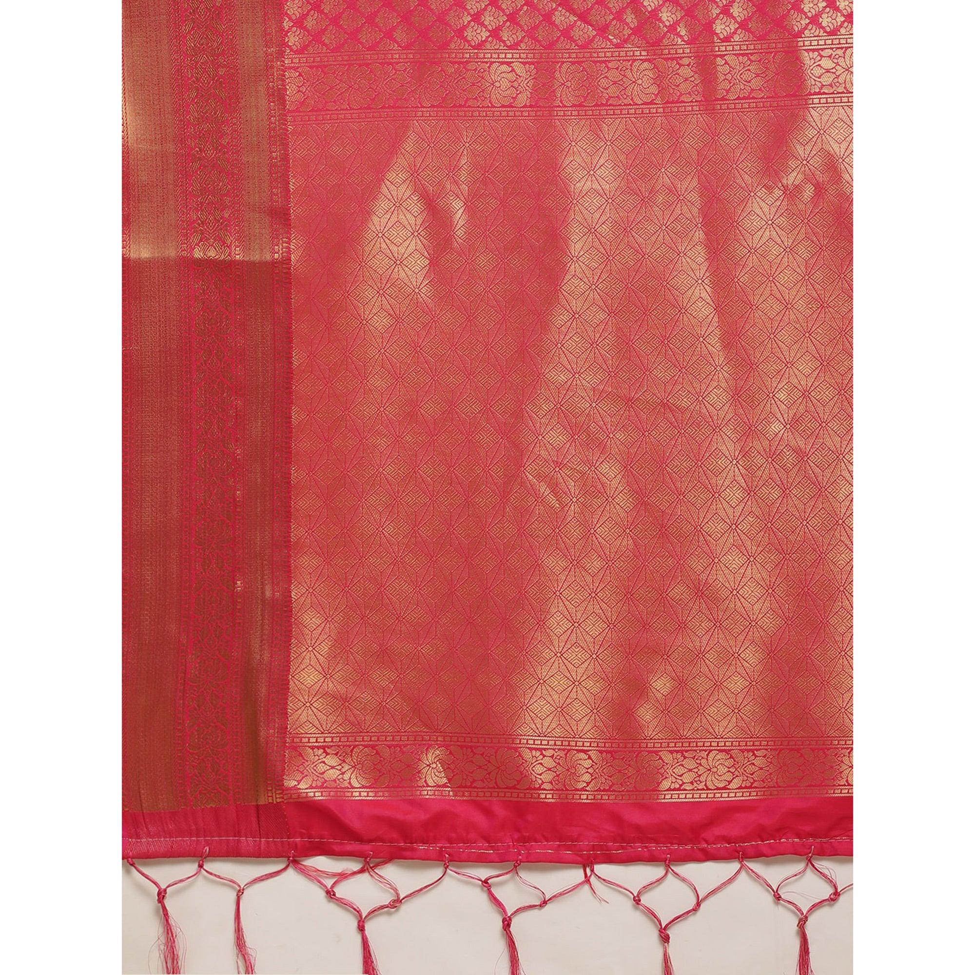 Pink Festive Wear Weaving Kanjivaram Silk Saree - Peachmode