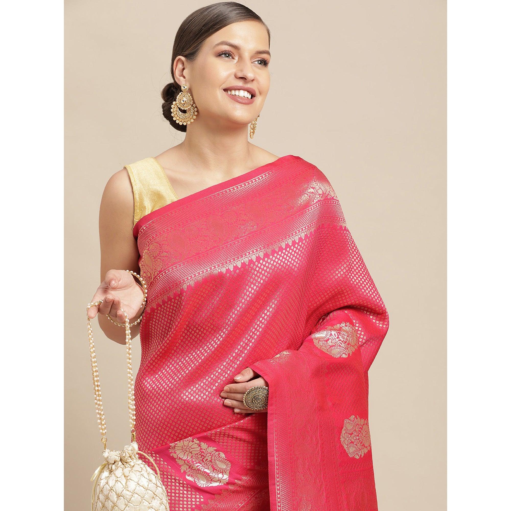 Pink Festive Wear Weaving Kanjivaram Silk Saree - Peachmode