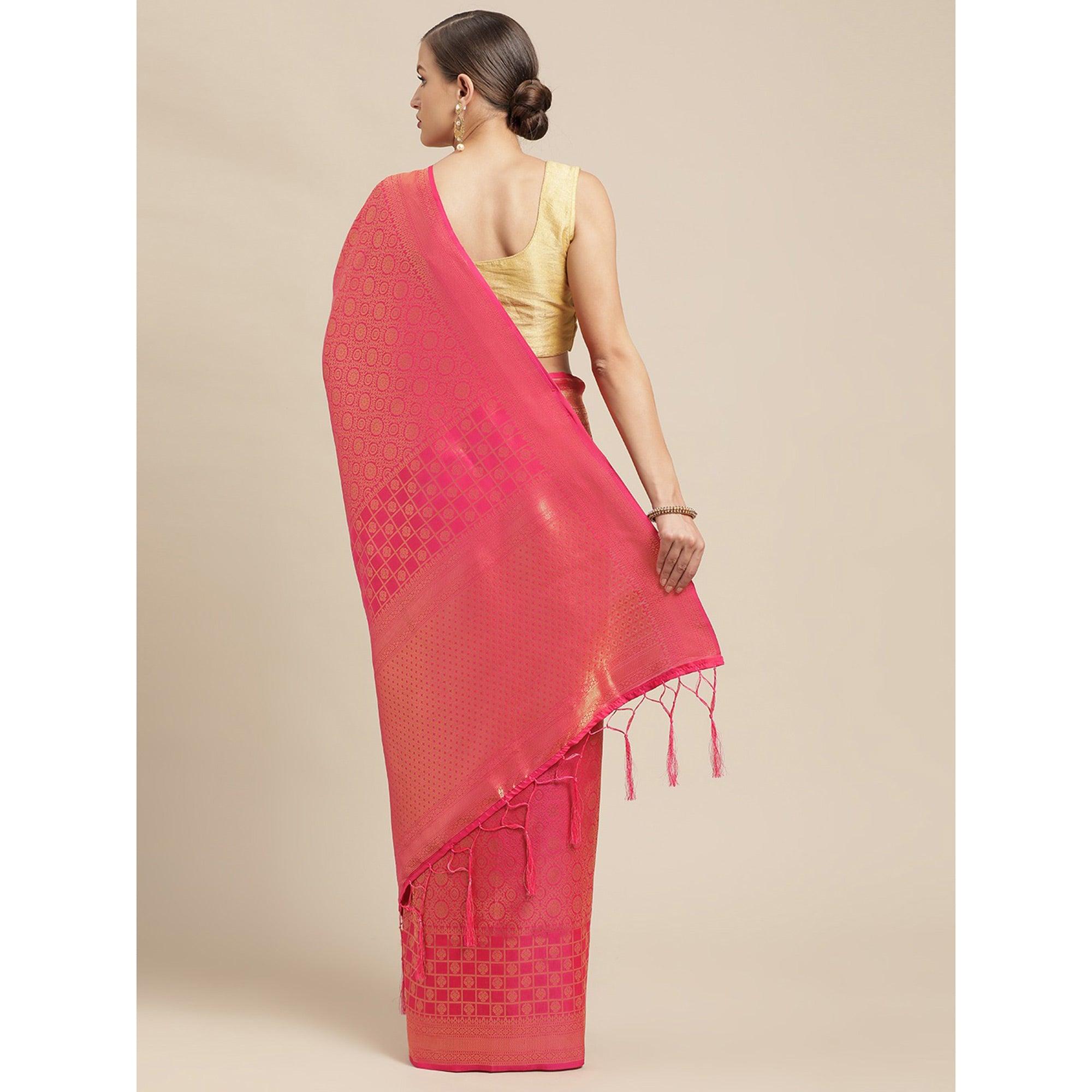 Pink Festive Wear Weaving Kanjivaram Silk Saree - Peachmode