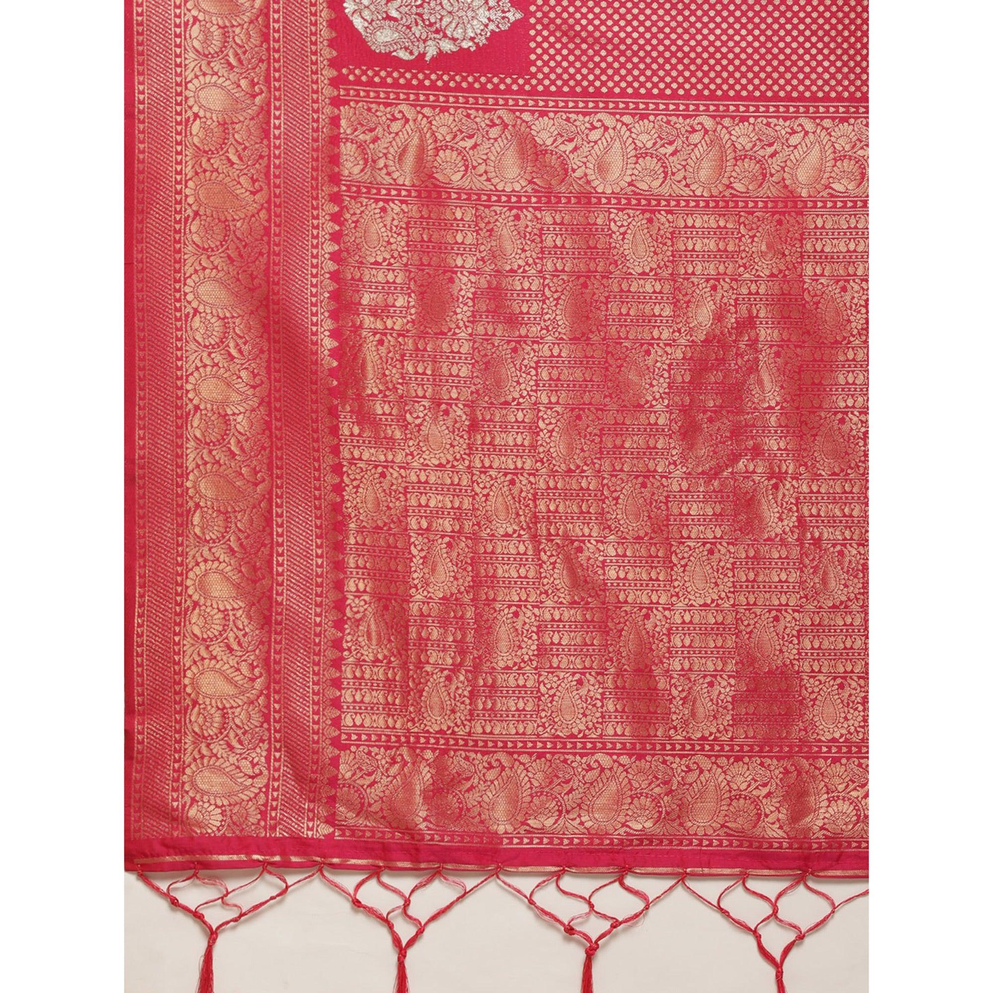 Pink Festive Wear Weaving Kanjivaram Silk Saree - Peachmode