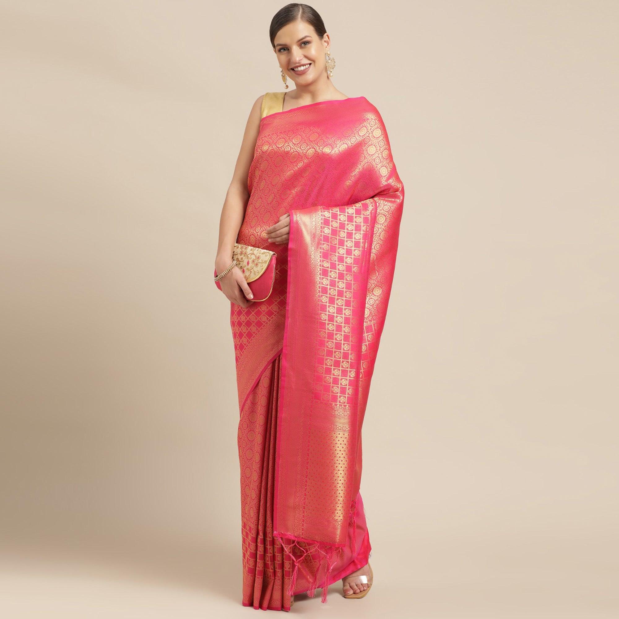 Pink Festive Wear Weaving Kanjivaram Silk Saree - Peachmode