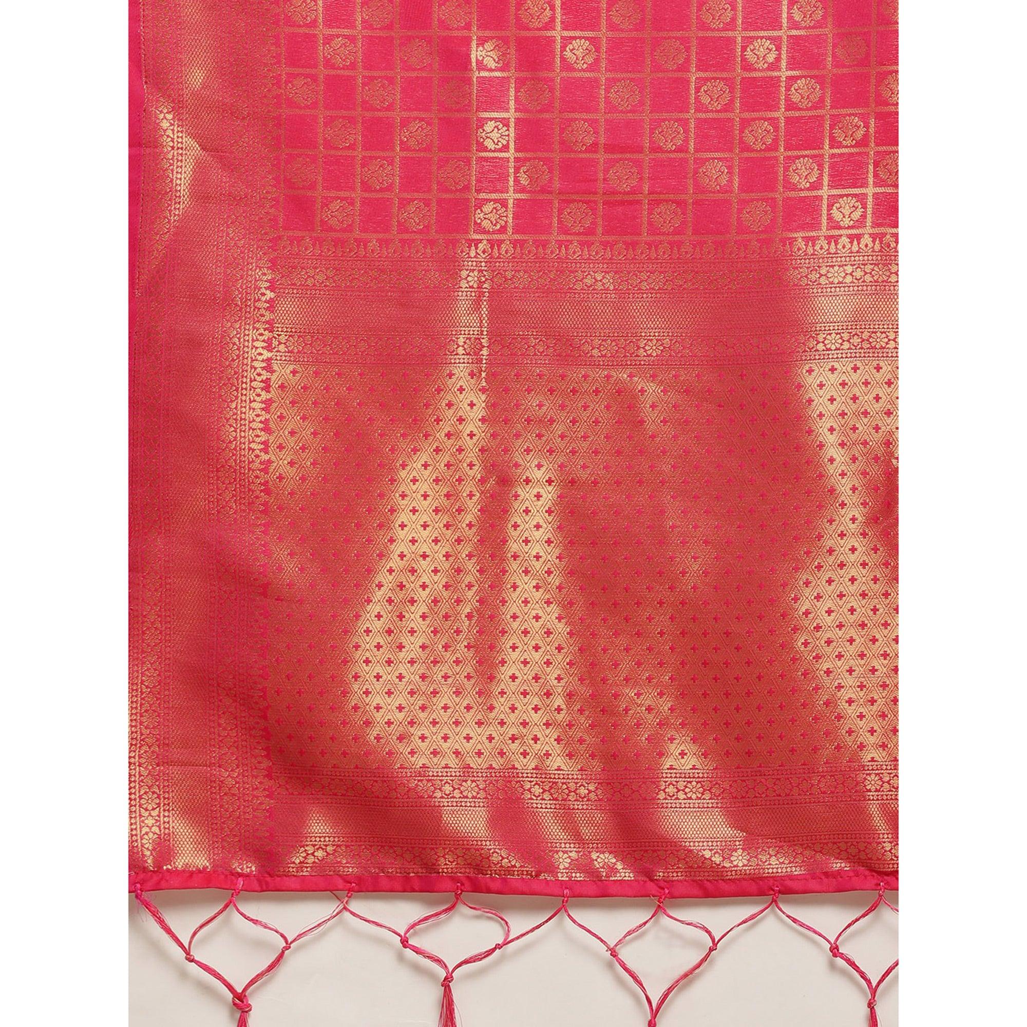 Pink Festive Wear Weaving Kanjivaram Silk Saree - Peachmode