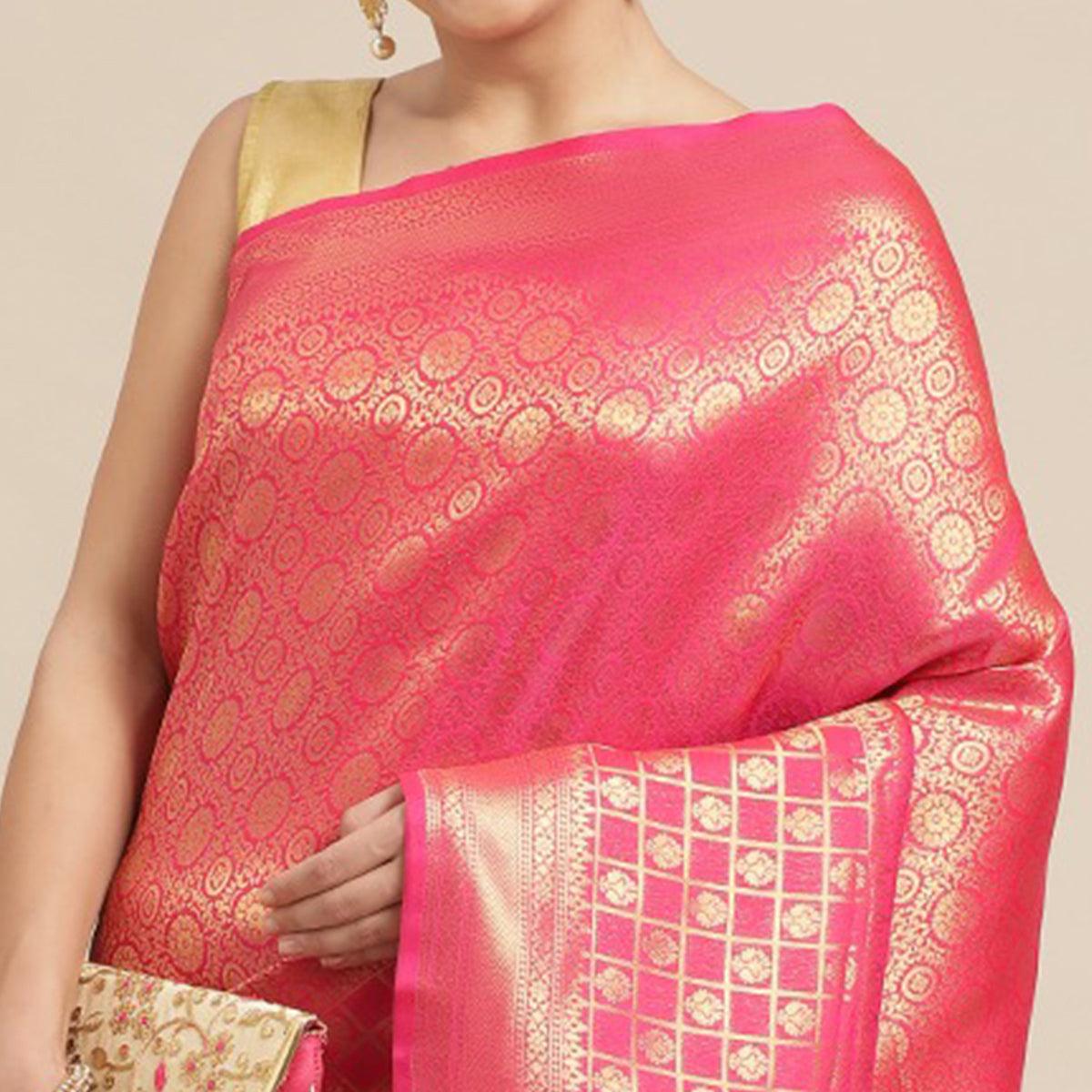 Pink Festive Wear Weaving Kanjivaram Silk Saree - Peachmode