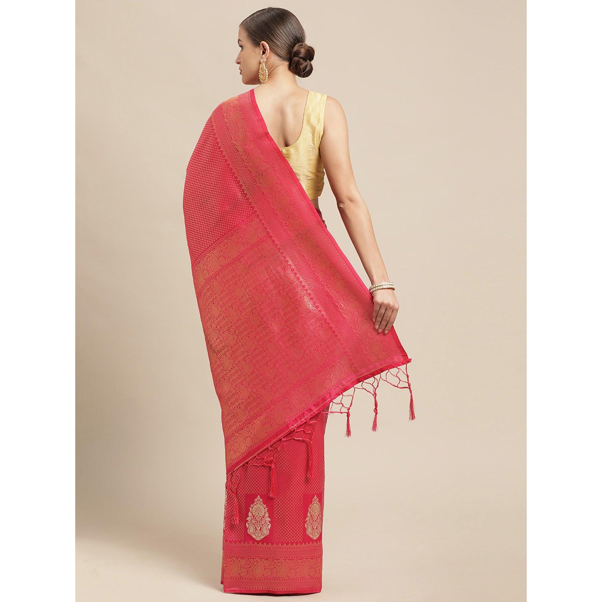 Pink Festive Wear Weaving Kanjivaram Silk Saree - Peachmode