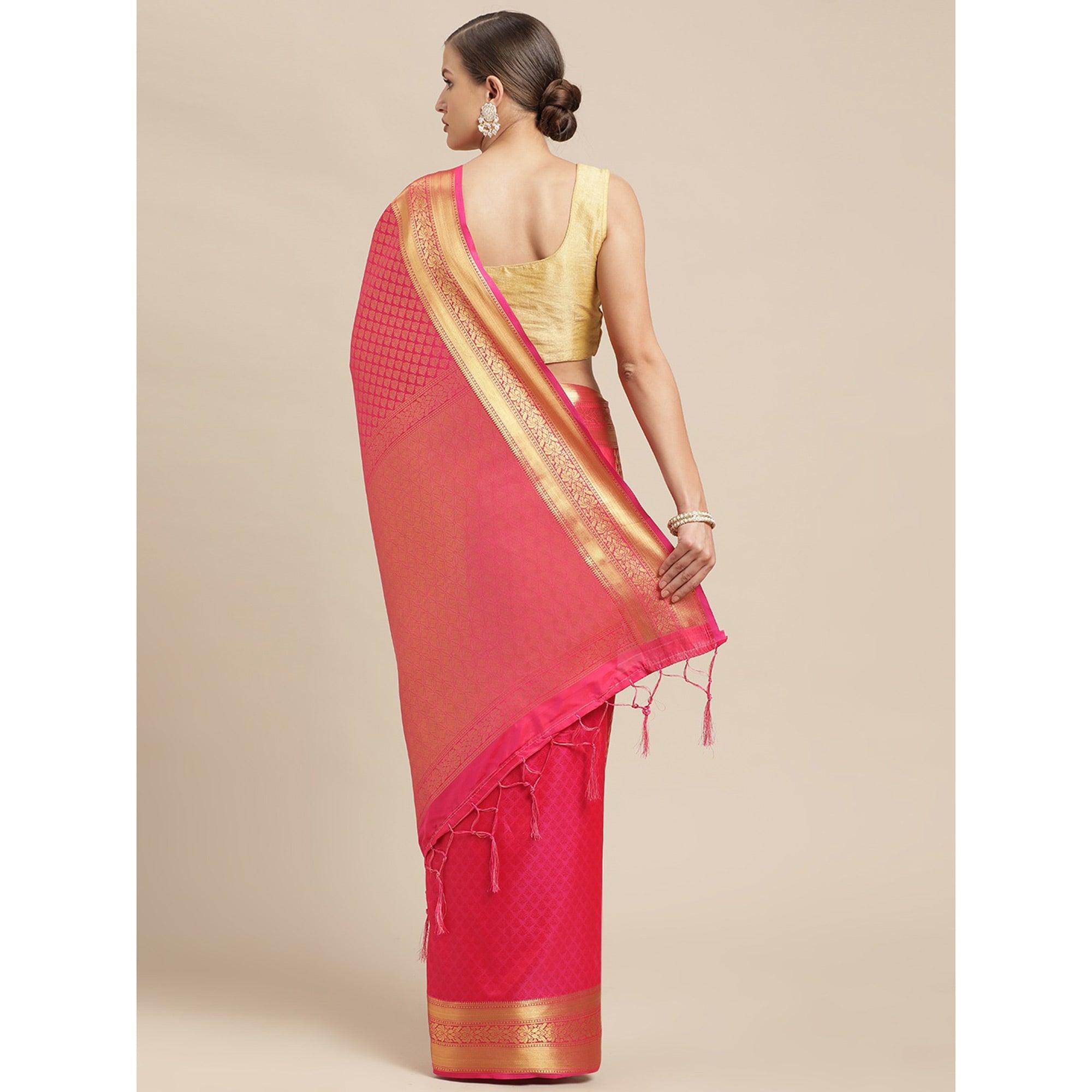 Pink Festive Wear Weaving Kanjivaram Silk Saree - Peachmode