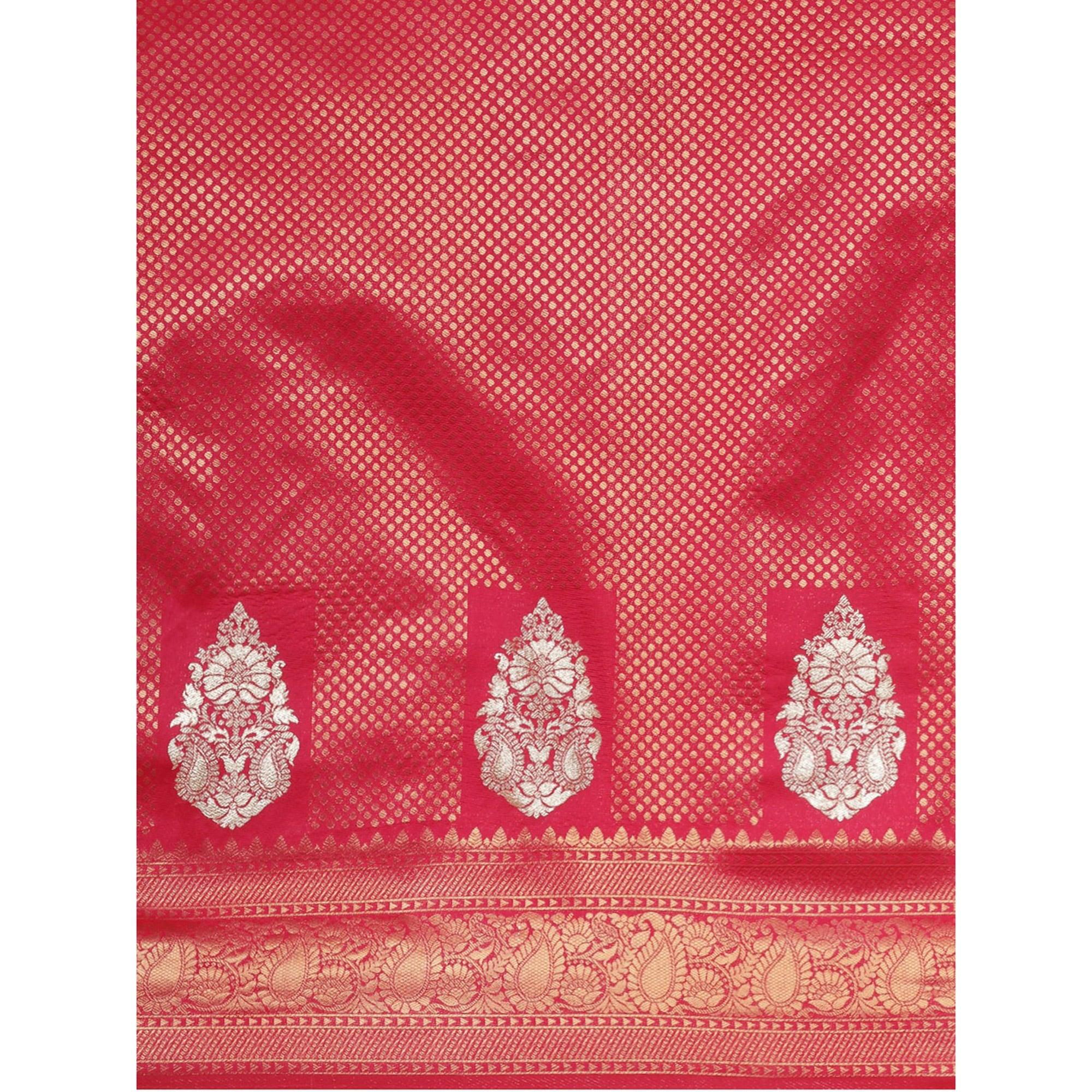 Pink Festive Wear Weaving Kanjivaram Silk Saree - Peachmode