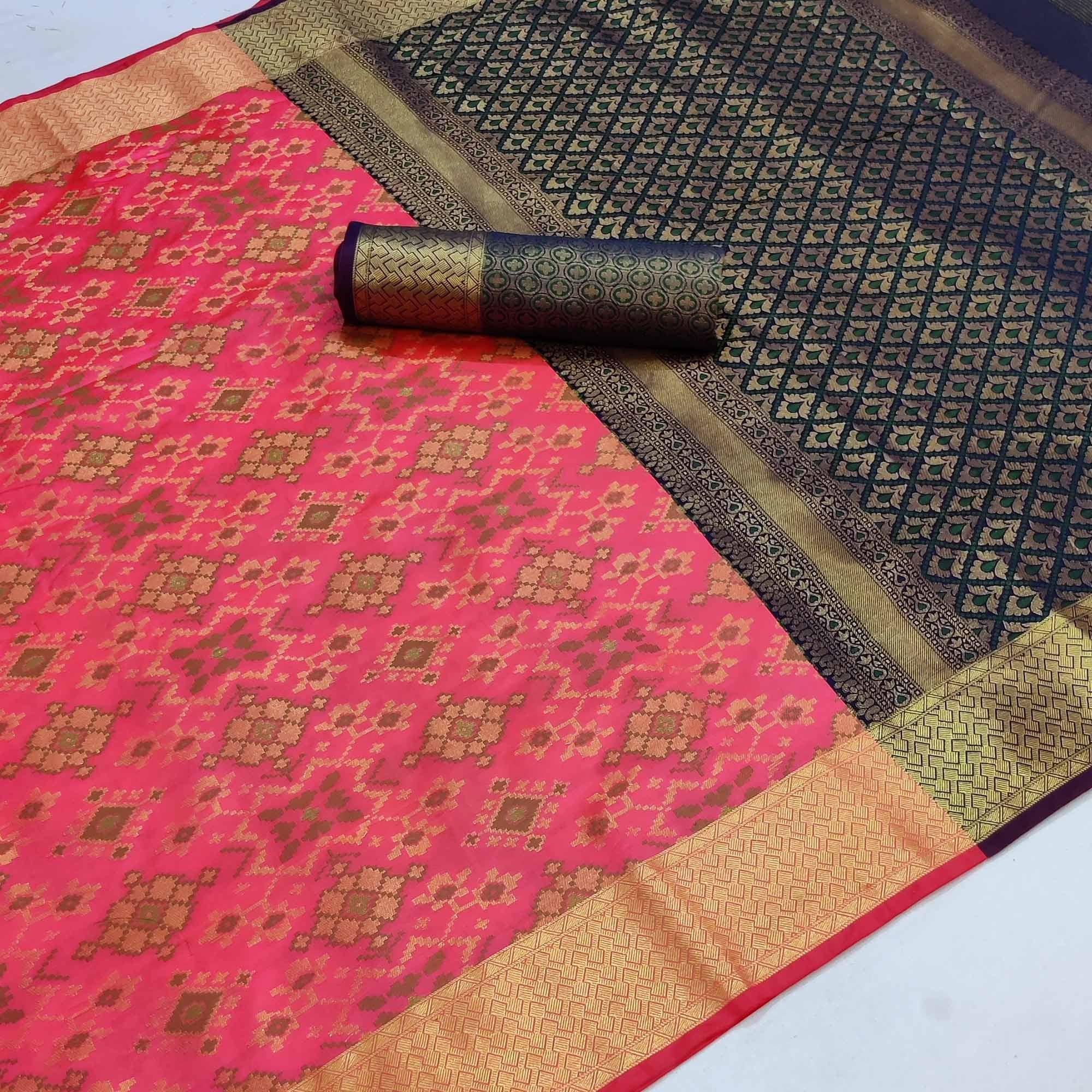 Pink Festive Wear Woven Heavy Banarasi Silk Saree - Peachmode