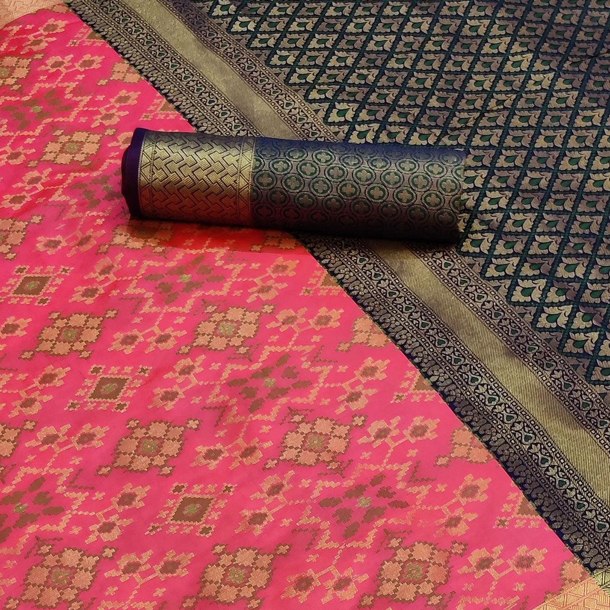 Pink Festive Wear Woven Heavy Banarasi Silk Saree - Peachmode