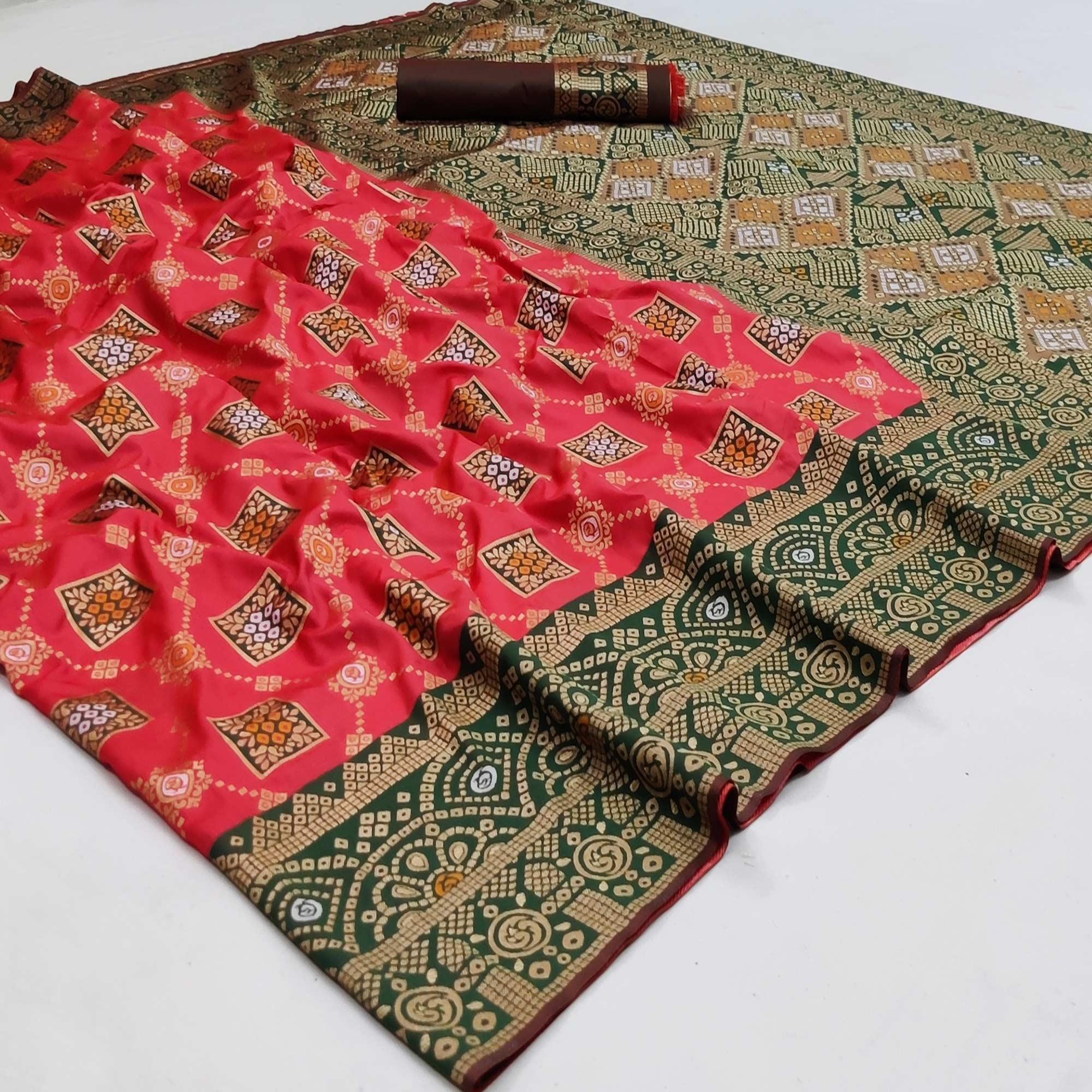 Pink Festive Wear Woven Heavy Silk Saree - Peachmode