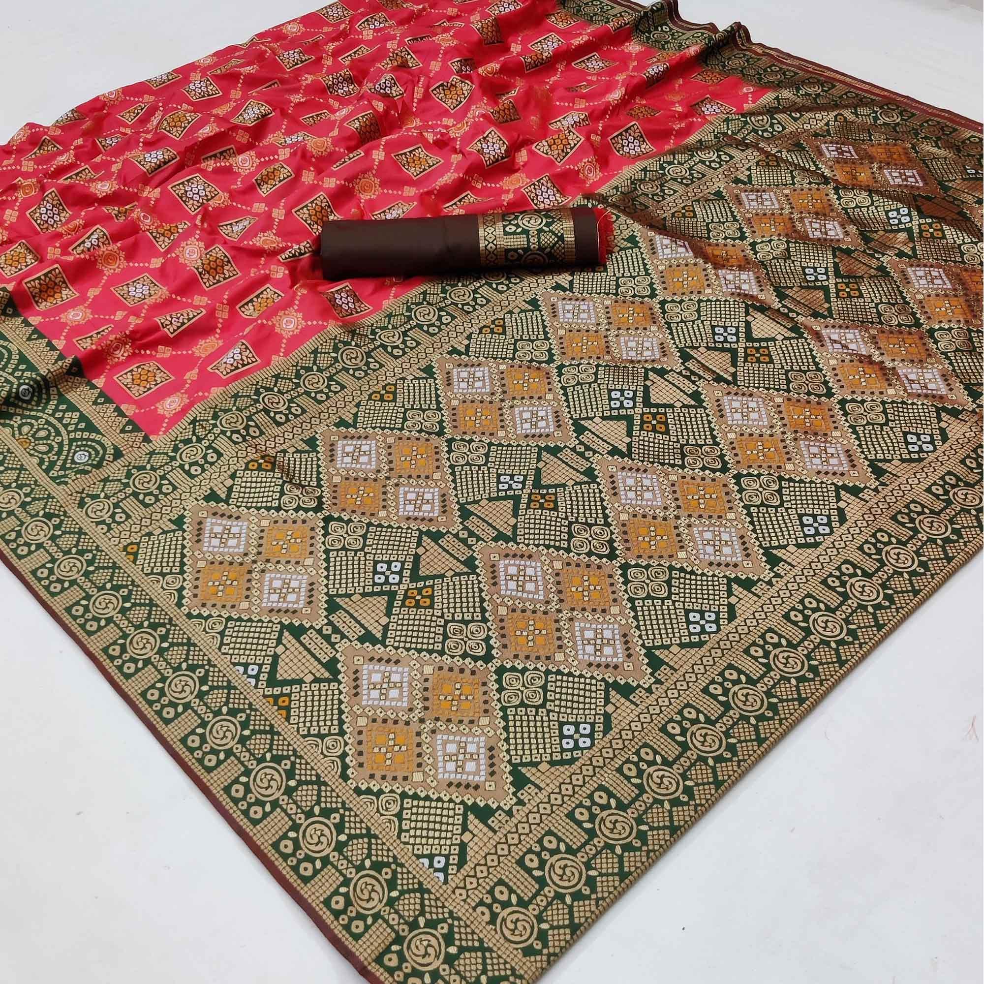 Pink Festive Wear Woven Heavy Silk Saree - Peachmode