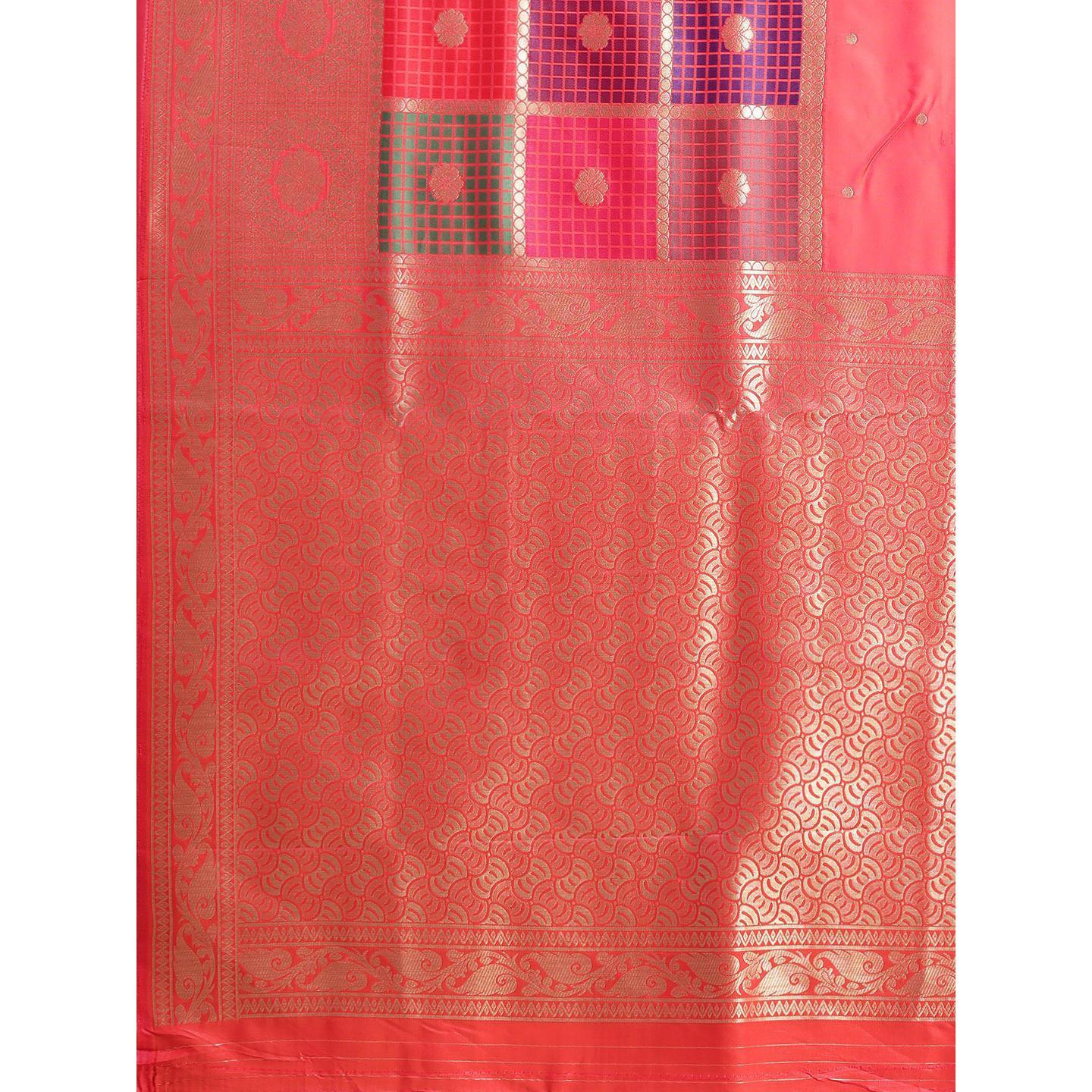 Pink Festive Wear Woven Kanjivaram Silk Saree - Peachmode