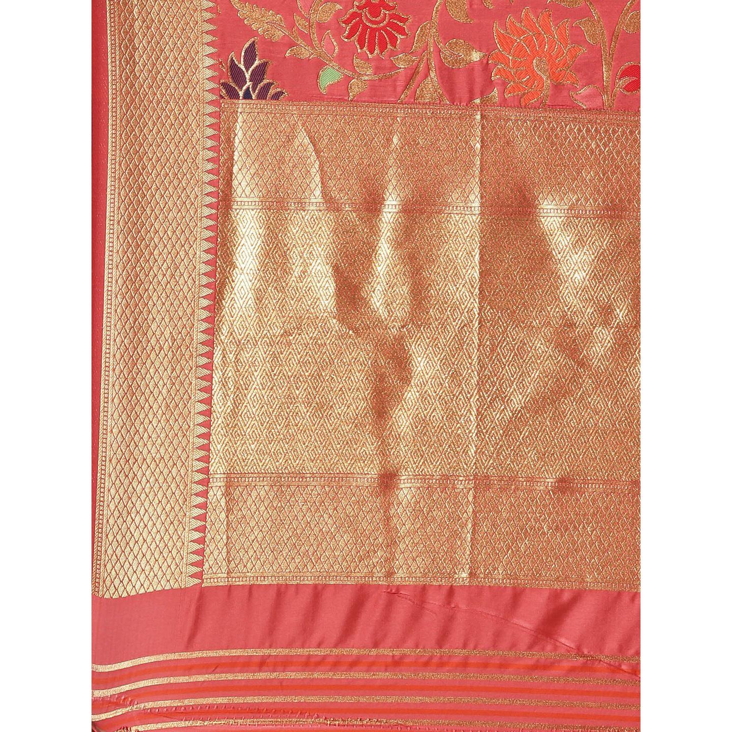 Pink Festive Wear Woven Kanjivaram Silk Saree - Peachmode