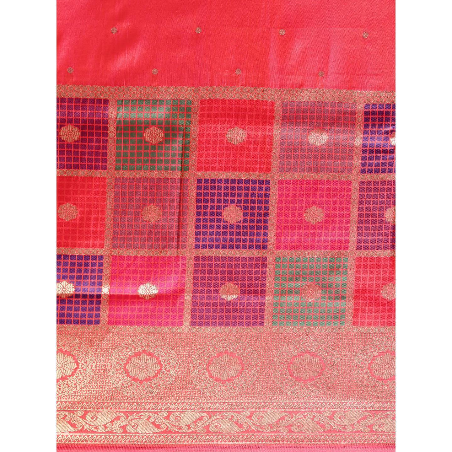 Pink Festive Wear Woven Kanjivaram Silk Saree - Peachmode