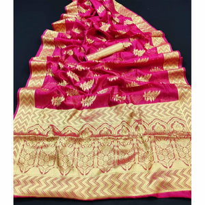 Pink Festive Wear Woven Organza Saree - Peachmode