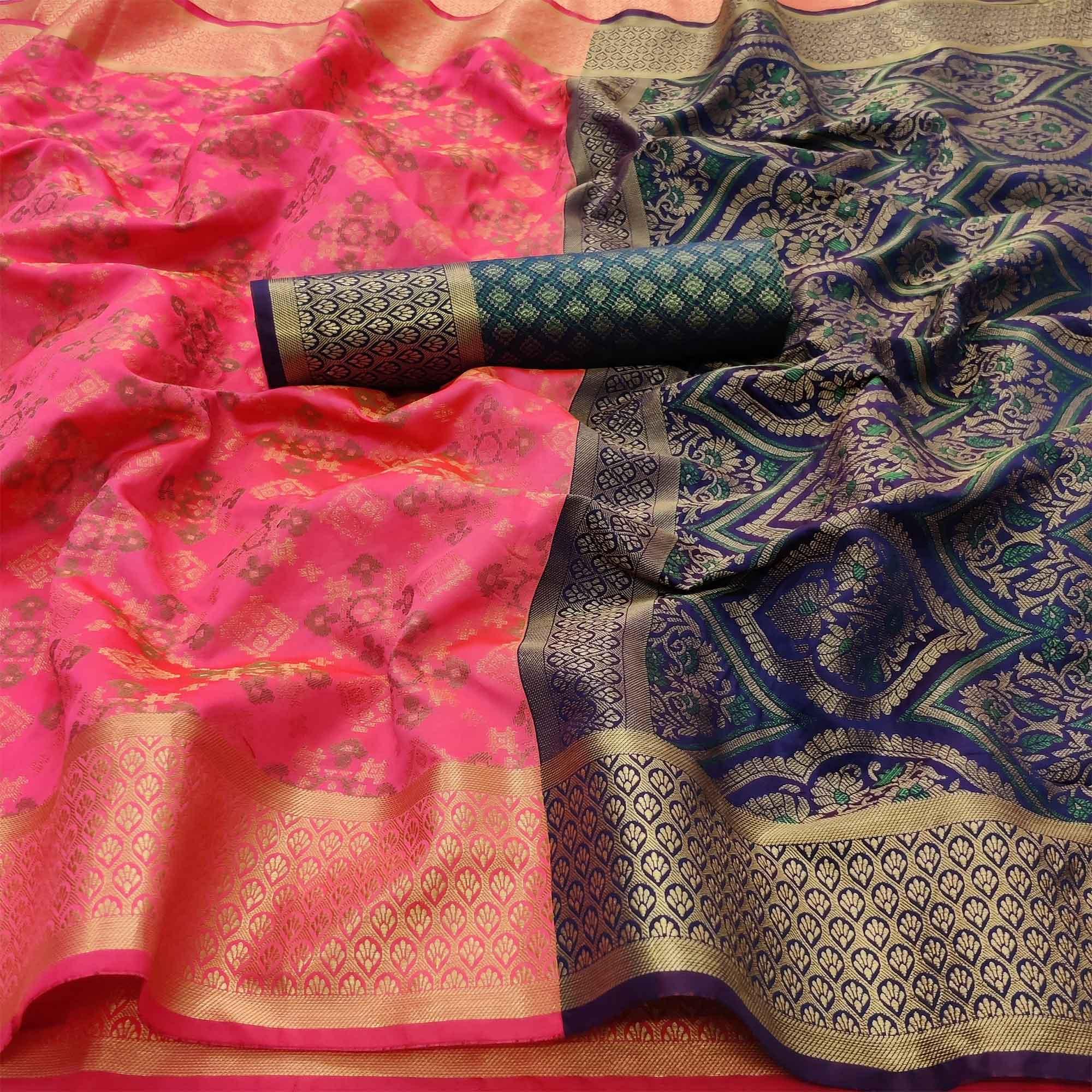 Pink Festive Wear Woven Patola Silk Saree - Peachmode