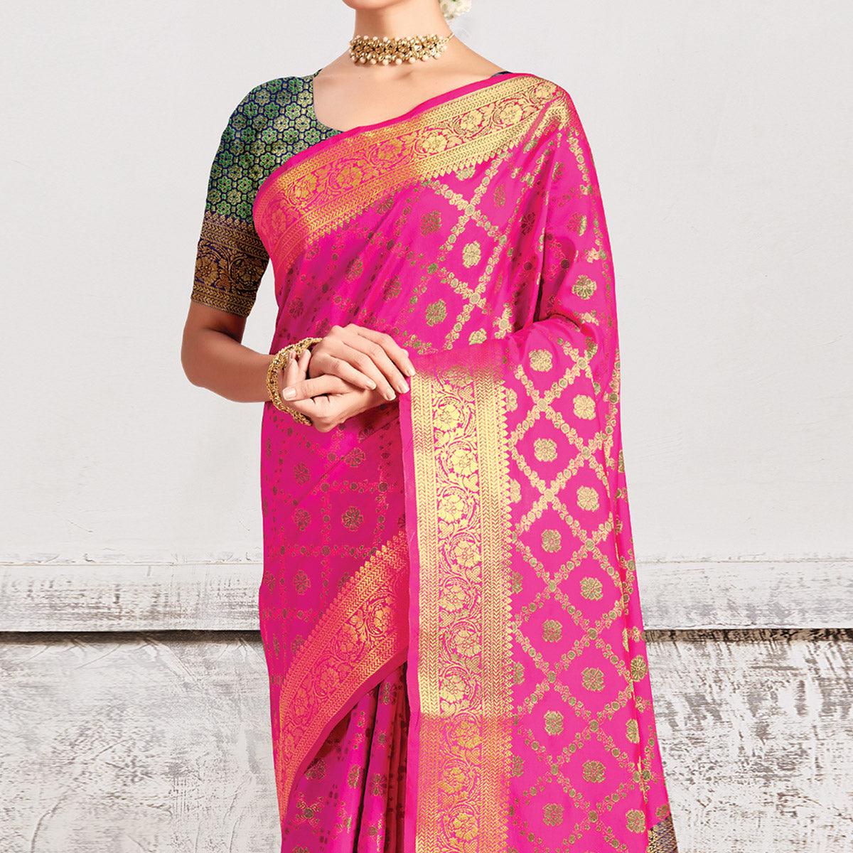 Pink Festive Wear Woven Patola Silk Saree - Peachmode