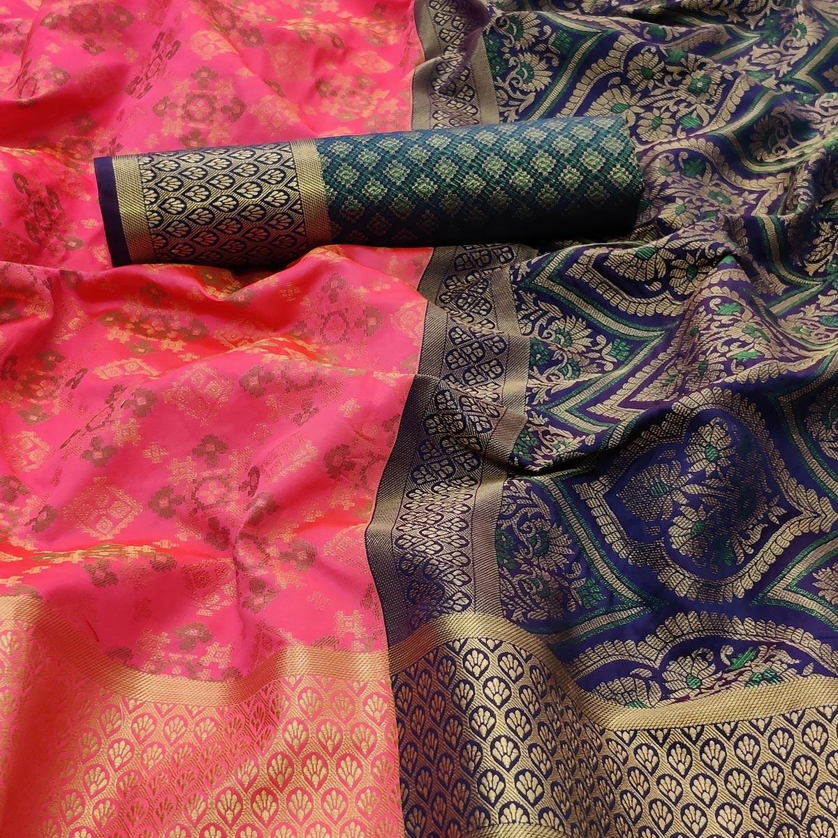 Pink Festive Wear Woven Patola Silk Saree - Peachmode